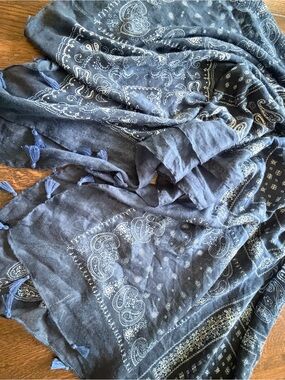 Navy Paisley Scarf/Shawl cover up